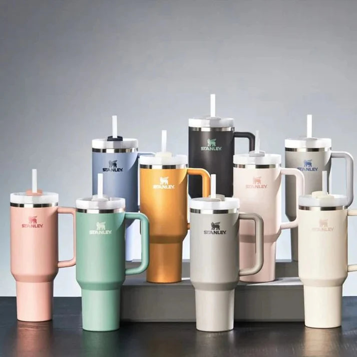 40oz Tumbler With Handle Straw, Stainless Steel Thermal Iced Travel Cup, Tumbler With Handle Lid Straw, Travel Car Mug