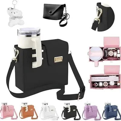 Crossbody Water Cup Storage Bag, Outdoor Water Bottle Carrier Bag With Storage Pocket, Tumbler Carrier Office Bag For Girls