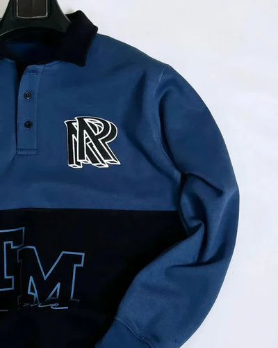 Polo Letter Printed Winter SweatShirt For Mens & Boys (Blue & Black)