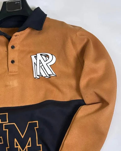 Polo Letter Printed Winter SweatShirt For Mens & Boys (Musturd & Black)