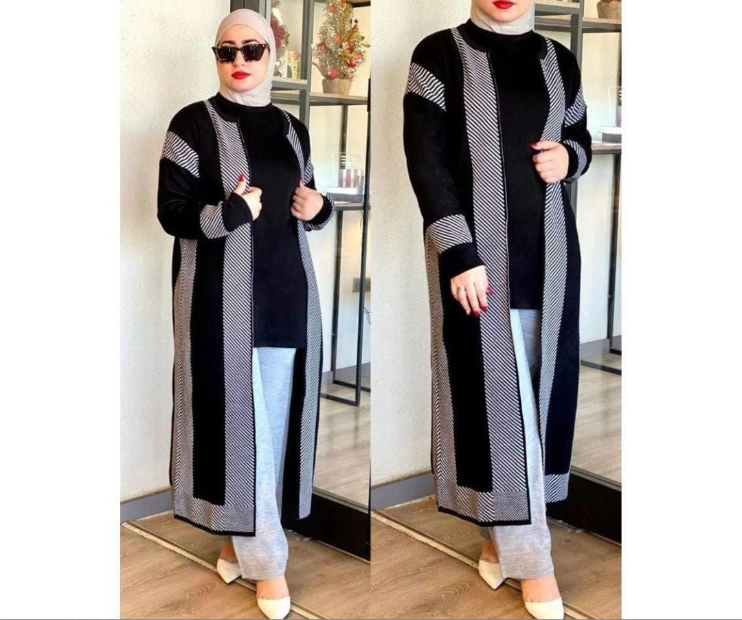 Ready To Wear 3 Pcs Winter Fleece Long Cardigan Outfit