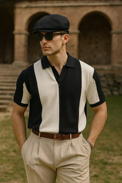 Old Money Panel V Collar Tshirt